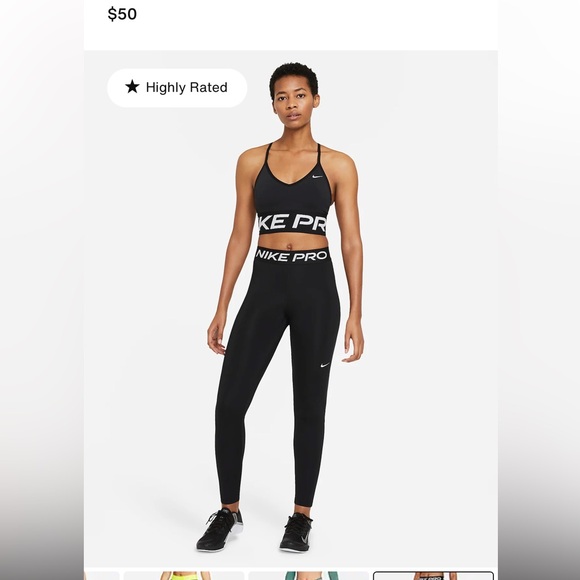 NEW Nike Pro Women's Mid-Rise Mesh-Paneled Leggings Training - Picture 7 of 9